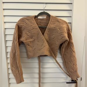 Bishop & Young cable-knit cropped wrap sweater